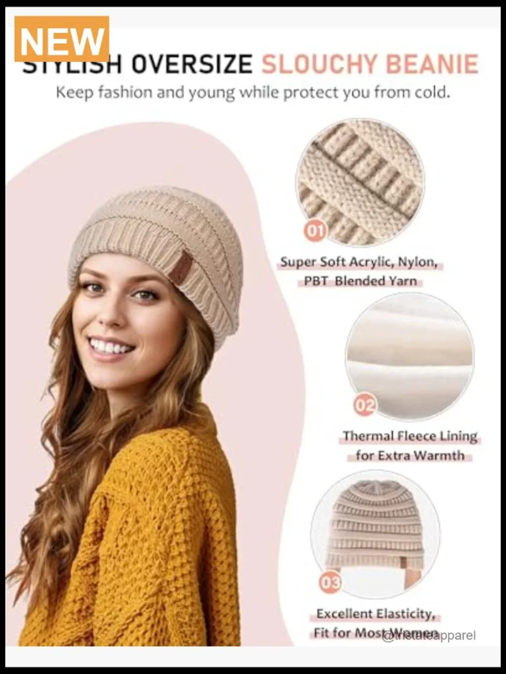 Winter Beanie Hat Scarf Gloves Headband Set, Slouchy Knit Touchscreen Gloves